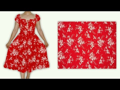 How to Sew Beautiful Red Floral Dress ✂️ Step by Step Sewing 👗