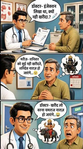 Doctor ⛑️ v/s Patient 🧔: Funny Hindi Story 🤣 Cartoon #comedyshorts #trendingcomedy #funny