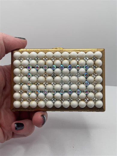 Vintage Melissa Musical Box and Powder Compact Mirror With Faux Pearl Decorations - Etsy