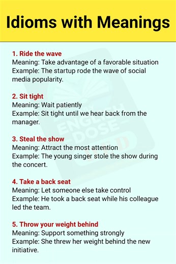 Most Useful Idioms and Meanings #learnenglish #fblifestyle #vocabulary #idioms #DailyEnglish #dailyenglishpractice | Daily English Dose