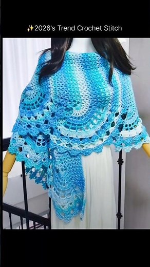 ✨️2026's Trend Crochet Shell Stitch! How to crochet scarf/शॉल #tutorial