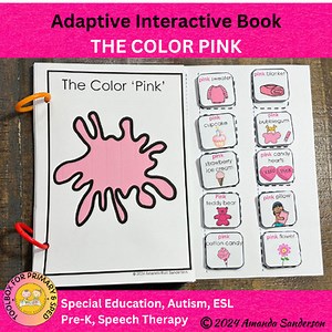 Adapted Book THE COLOR PINK, Special Education, Autism, Speech, ESL, Pre-K
