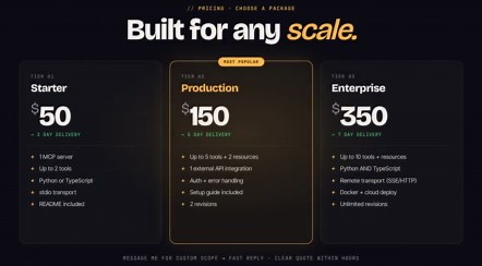 Mahfuzcmt: I will develop a custom mcp server in python or typescript for ai for $50 on fiverr.com