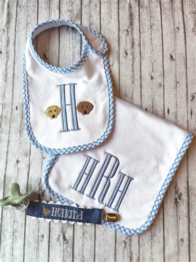 Bib, Burpcloth, and Pacifier Clip Gift Set - Etsy
