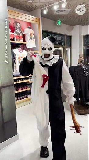 Watch Art the Clown's viral antics at Halloween Horror Nights