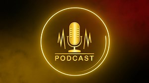 Download Podcast logo illustration with golden colour for free