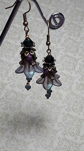 Iridescent Petrol Blue, Flower Earrings, Bohemian Vintage Dangle Earrings, Fairy Flower Earrings, Antique Bronze Earrings, Blue Earrings, - Etsy