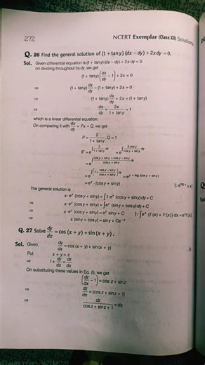 XII Differential Equations important questions from Ncert Exampler ☺️😊 #most expected questions