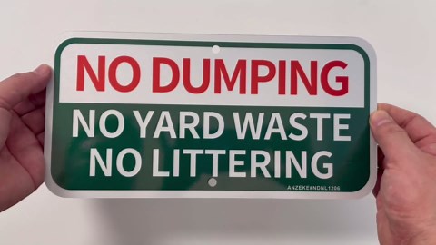 2Pack No Dumping Signs, 12"x6" Rust Free Reflective Aluminum, Fade/Weather Resistant, UV Protected, Indoor/Outdoor Use, Easy to Mount