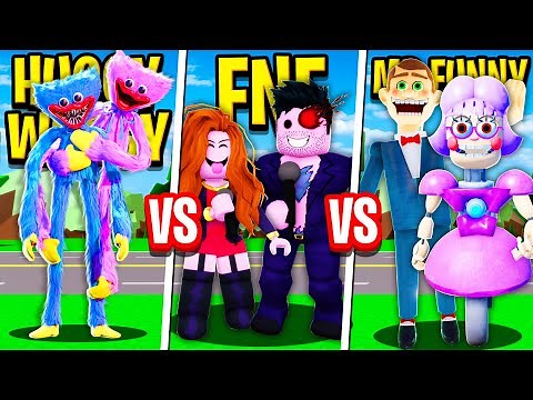 HUGGY WUGGY FAMILY vs FNF FAMILY vs MR FUNNY FAMILY in Roblox BROOKHAVEN RP!!