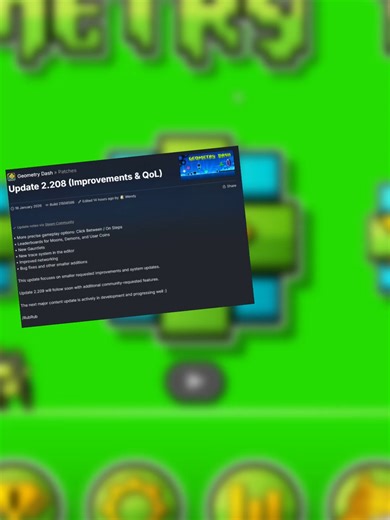 Actualización de Geometry Dash 2.208: Novedades y Mejoras
