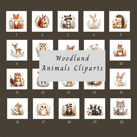 Woodland Animals Cliparts | Digital Downlaod - Etsy