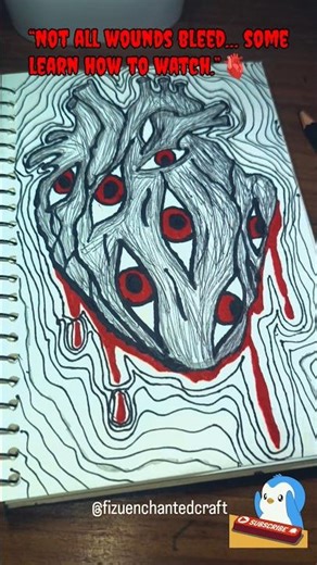 “Easy Gothic Art Drawing | Dark Heart with Eyes”
