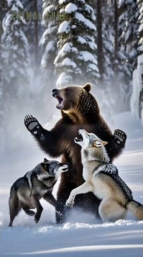Bear Vs Wolves - Incredible Encounter #animalfight