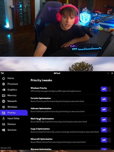 Vuoi ottimizzare al meglio il tuo PC? Fai come Piz, usa BXTool! Più FPS e meno Intput Lag in un solo click! Assistenza immediata 7/7. Gioca come un Pro. Usa BXTool🚀 #BXTool #PCOptimization #Fortniteita #Valorantita #CODita