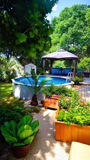 Backyard Pool Oasis with Tropical Landscaping 🌴💦