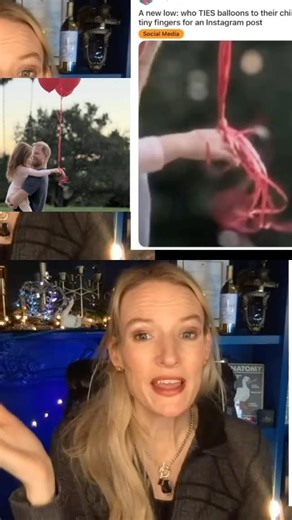 Meghan Tying ￼Balloons to Lili’s Hand