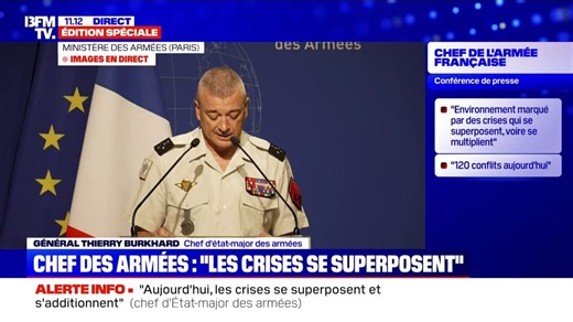 Général Thierry Burkhard (chef d'état-major des armées): "Sur le territoire, la criminalité et les trafics augmentent en volume et en niveau de violence"