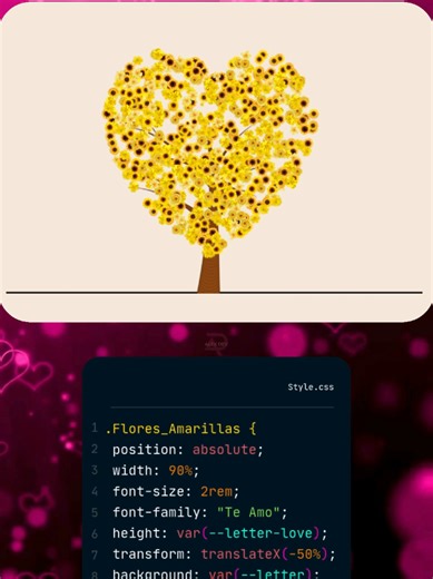 Flores Amarillas para Dedicar en HTML, CSS y JavaScript