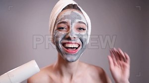 Woman With Hair Dryer Stock Video