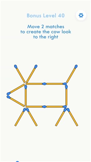 Move 2 matches to create the cow look to the right !? 🤔