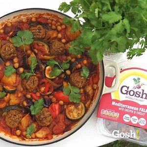 28K views · 116 reactions | Loads of fresh herbs? Why not try this delicious Gosh! Mediterranean Falafel & Roasted Vegetable bake. Topped with fresh coriander to really get those taste buds tingling. The best thing is… you can adapt with whatever you’ve got left in the fridge  | Gosh Food | Facebook