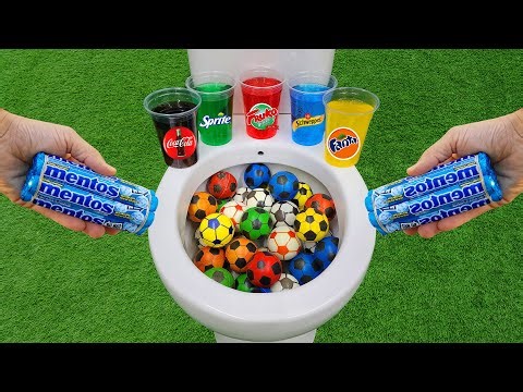 Football VS Popular Sodas !! Fruko, Coca Cola, Fanta, Schweppes, Sprite and Mentos in the toilet