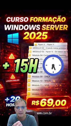 🔥You're falling behind in IT for R$69 😳! ✔Windows Server 2025 Course: Borapranuvem.com.br