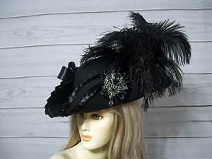 Woman Black Pirate Hat, Tricorn Hat, 22.5" Inside - Etsy