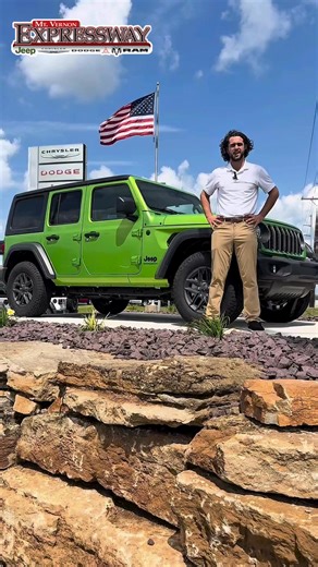 Stand out. Ride bold. This New 2025 Jeep Wrangler Unlimited 4x4 in Mojito Green (S5092J) is built for the spotlight and ready for any road. Heated seats, remote start, and a massive 12.3" touchscreen make every drive more comfortable and connected. Call/text Nich Browning at 812-781-2545 for more information on this Wrangler. #jeepwrangler #jeep #jeepnation #mountvernonin #Evansville #hendersonky #owensboroky | Expressway Jeep Chrysler Dodge Ram