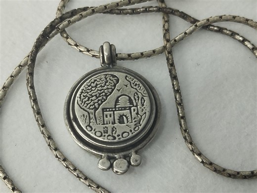 Rachel's Tomb Silver Pendant Charm Scroll W Necklace - Etsy