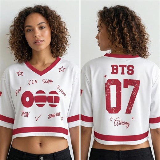 Kpop BTS Arirang V-neck Crop Jersey, Custom Jersey Inspired by BTS, BTS World Tour 2026 Merch Crop Tops for Army, Bangtan Comeback 2026 - Etsy