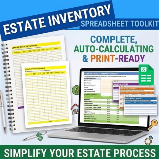 Estate Inventory Spreadsheet — Probate Asset Tracker for Executors & Administrators | Excel Template | - Etsy
