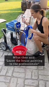 At least the paint sprayer is SUPER easy to use! ✨ Huge thanks to @gracohomeownersprayers for gifting me the Magnum X7 airless sprayer. I never knew painting a whole house could be this fun! #gifted Paint color is Smoky Trout by @behrpaint #airlesssprayer #paintsprayer #exteriorrenovation #exteriorpainting | Welcome to the Woods