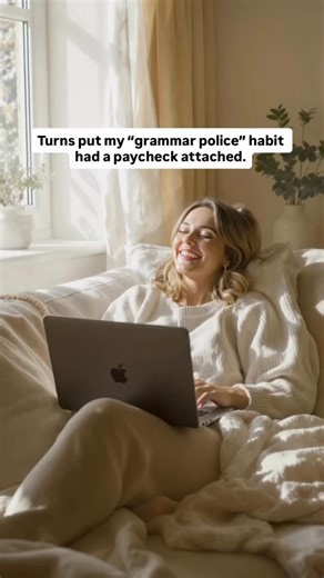 Proofread Anywhere on Instagram: "Turns out that “grammar police” habit can actually pay the bills. Proofreading takes what you’re already good at — noticing the little things — and turns it into flexible freelance work. Comment “GP” and we’ll DM you our free General Proofreading workshop so you can see if it’s a fit for you. #workfromanywhere #sidehustle #digitalnomad #remotejobs"