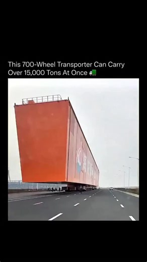 The knowledge is here on Instagram: "The front doesn’t have a driver, because the entire vehicle drives itself. 😳 This massive machine is called a Self-Propelled Modular Transporter (SPMT), a 700-wheel engineering marvel designed to move the heaviest structures on Earth. Each wheel module can rotate 360° independently, controlled by a central hydraulic system that distributes thousands of tons of weight evenly across the surface. Together, these systems allow it to carry up to 15,000 tons, enou