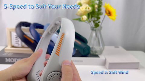 Portable Neck Fan - Rechargeable Personal Fan with Neck Support, 5-Speed Quiet Lightweight Long Lasting Neck Fan, Battery Operated Full Surround Cooling for Travel, Birthday Gifts for Men Women