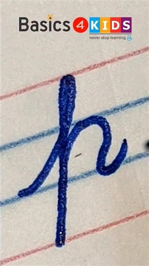 cursive small letter p | small cursive letter p | small letter p in cursive handwriting @Basics4Kids