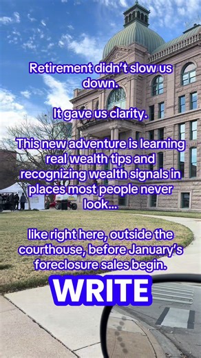 Retirement opened the door to a new adventure we never expected. We’re learning that real wealth tips aren’t loud, and the clearest wealth signals don’t come with announcements. They show up in quiet places, during moments most people scroll past. Standing outside the courthouse before the January sales begin reminds us that timing, awareness, and education change everything. #TikTokCreatorSearchInsightsIncentive