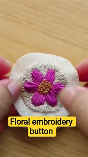 beautiful flower embroidery on button tutorial #embroidery #embroiderydesign