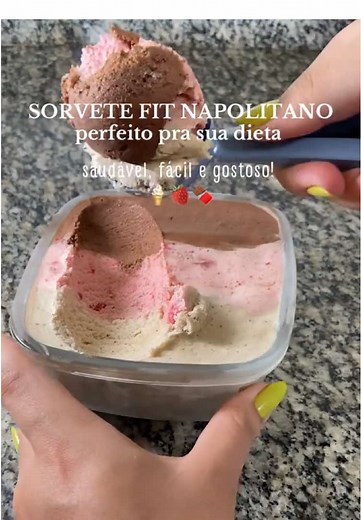 Sorvete Fit Napolitano: Delícia Saudável e Fácil