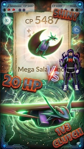 20 HP Shiny Mega Salamance 1v3 Clutches Cliff #pokemon #pokemongo #shorts