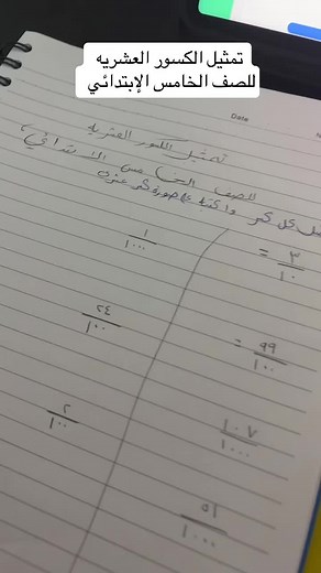 تمثيل الكسور العشرية للصف الخامس الأساسي