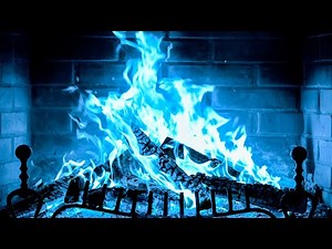 🔥 Fireplace Blue 4K. Halloween Fireplace with Crackling Fire Sounds. Blue Background