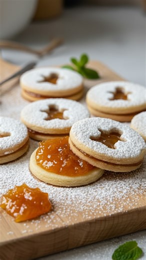 JAM FILLED BUTTER COOKIES Delicate, buttery cookies with a soft,...