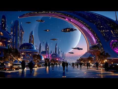 Deep Space & Golden Future Cityscapes – 1 Hour Ambient Sci‑Fi Journey for Focus & Calm | 4K