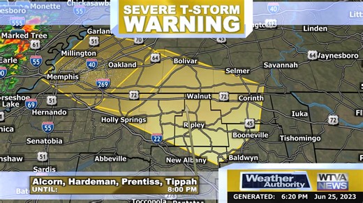 WTVA ALERT: A Severe Thunderstorm Warning is in effect. Damaging wind and large hail are possible. More info at WTVA.com/weather and in the WTVA - The Weather Authority App. #mswx | Matt Laubhan