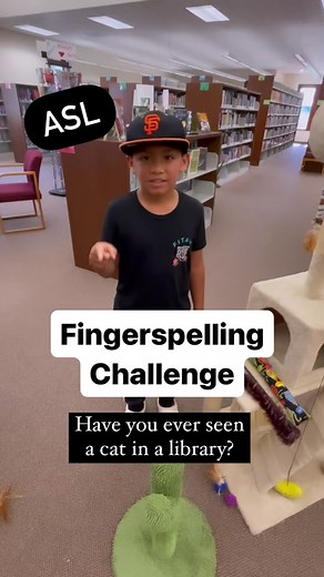 📕 It’s Fingerspelling Friday-library edition! Can you catch the name of this cat that lives at the library? #asl #signlanguage #learnasl #learnanewlanguage #librarytime #cats #fingerspelling #fingerspellingchallenge #fingerspellingfriday #deaf #aslwonder