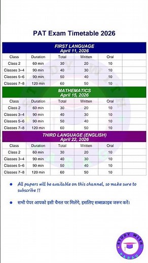 PAT PAPER TIMETABLE 2026 #summative_evaluation #patpaper