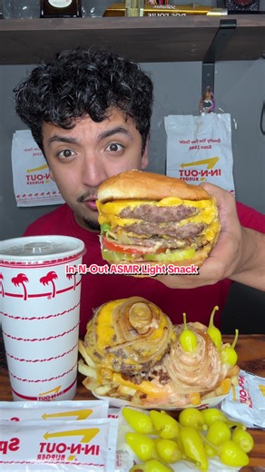 In-N-Out Light Snack ASMR Mukbang #foodtiktok #foodie #innout #mukbangeatingshow #asmrmukbang burger @OLIPOP
